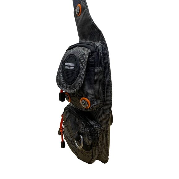 Kaweiknight Grey/Orange Nylon Adjustable Strap Multi-Zip Crossbody Backpack - Picture 2 of 15